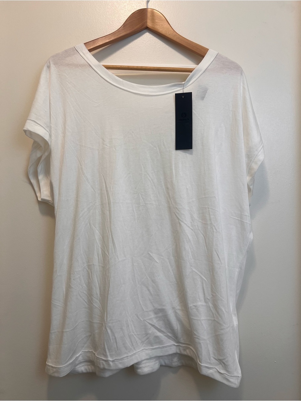 Mono B White Short Sleeve Scoop Neck Tee